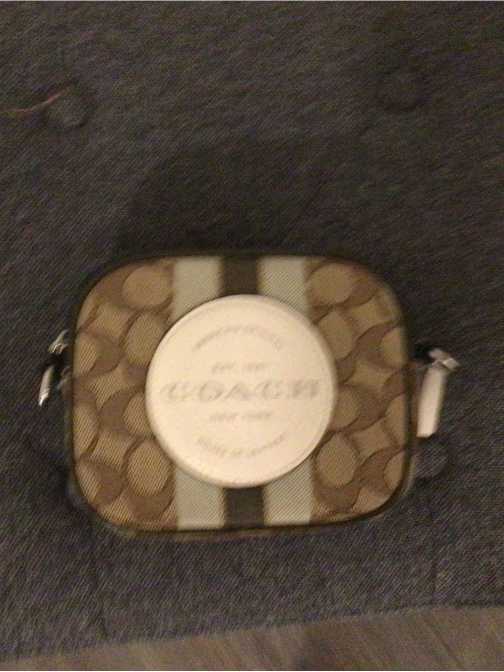 Coach Khaki Signature Stripe Crossbody Belt Bag